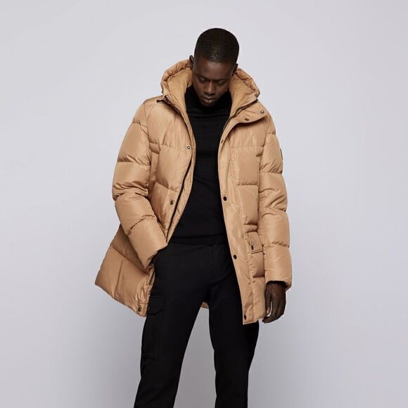 HUGO BOSS DOWN-FILLED PARKA JACKET WITH WATER-REPELLENT FINISH BEIGE - Picture 1 of 7